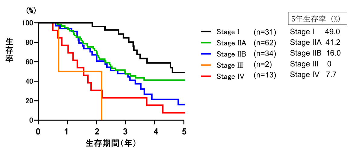 当科における膵がん術後生存率